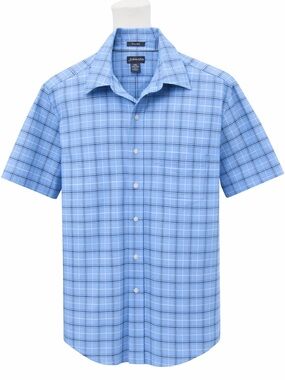 St John’s Bay  Short Sleeve Button-Up Shirt - Light Blue Plaid shirt size large